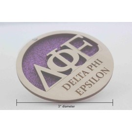 Delta Phi Epsilon - Laser Carved Greek Letter Ornament - 3" Round