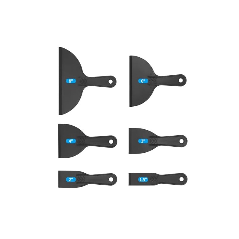 6-Pack Plastic Putty Knife Set, Non-Scratch Scraper & Spackle Spreader