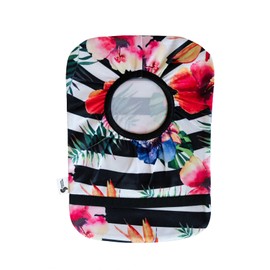 Spoonie Threads Floral Stripe Elastic Ostomy Bag Cover | Fashionable & Adjustable Colostomy Stoma Ileostomy Pouches | Floral Stripe, 6x9 (Small Opening)