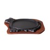 Cast Iron Steak Plate Sizzle Griddle With Wooden Base Steak
