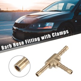 X AUTOHAUX 3 Pcs 4mm 0.16" Brass Car Barb Hose Fitting T Shape 3 Way Connector