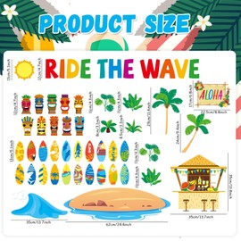 Summer Classroom Decorations Summer Theme Bulletin Board Set Hawaiian Tropical Luau Aloha Cutouts Wall Decals Beach Flower Palm Leaves Tiki Paper-Cuts for Summer Birthday Party Nursery Classroom Decor