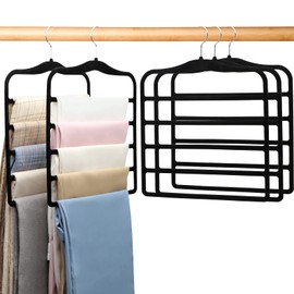 Pants Hangers Space Saving,5P Scarf Hangers for Closet Organizers and Storage,Non Slip Velvet Hanger for Closet Organizer,College Dorm Room Essentials,Heavy Duty Organization and Storage Jean Hangers