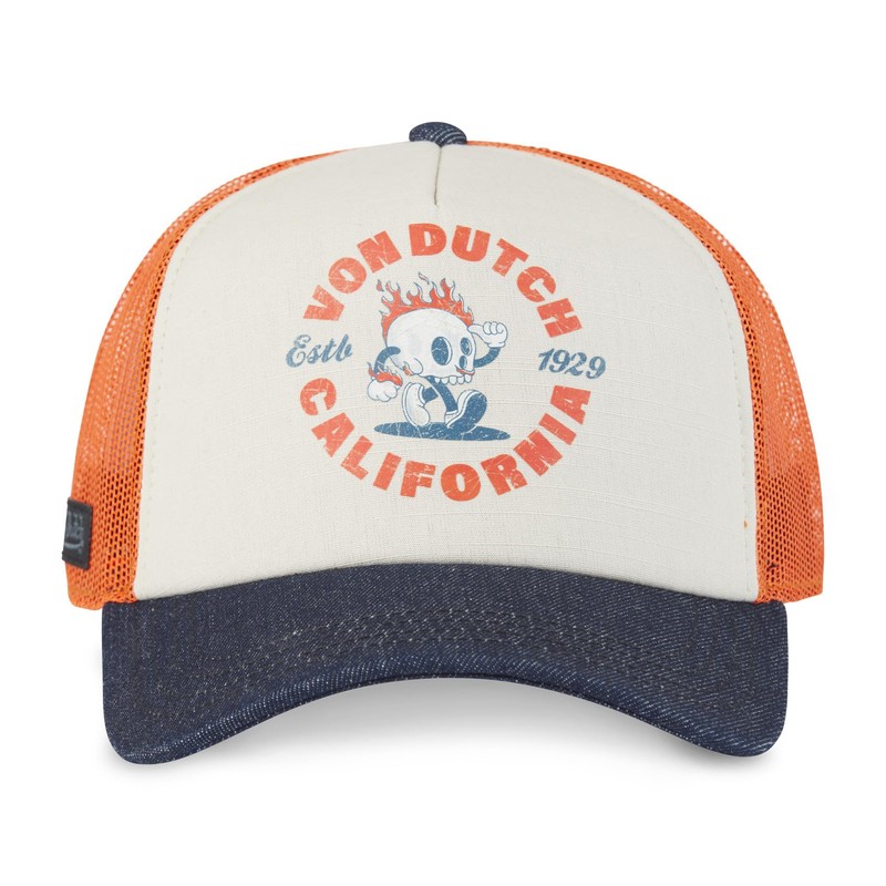 Von Dutch Unisex Adjustable Trucker Crew Cap Orange/Black/Navy One Size,