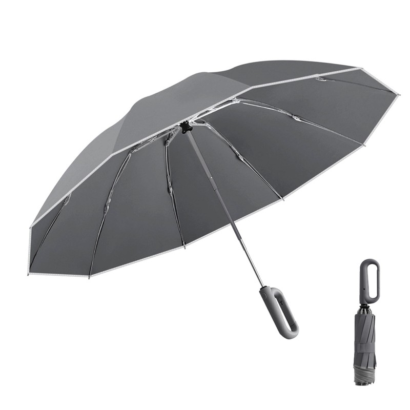 Fully Automatic Umbrella with Carabiner Handle, 10 Ribs Reverse Folding