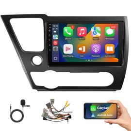 Car Radio for Honda Civic 2013 2014 2015 2016 2017 with Wireless Carplay Android Auto, 9 inch Screen for Honda Civic Carplay with Bluetooth GPS SWC FM MIC Mirror Link (with J.B.L&Large Screen)