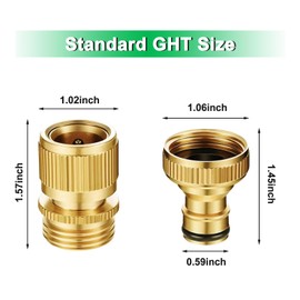 SOMDARHK Garden Hose Quick Connect 3/4" GHT Leak-Proof Solid Brass Hose Connector for RV Sprinklers (2 Pack)