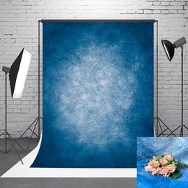 5x7ft Dark Blue Gradient Portrait Photo Backdrops Bright Center Abstract Photography Backdrop for Studio Photo Booth Prop Banner Decor Background