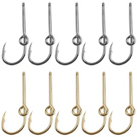 VATEICO 10PCS/20PCS Fishing Hook Hat Pins for Hat,Fish Hook Hat Clip for Hat Tie Clasp Fashion Trend Hat Decoration Gold Balck (Gold+Black, 10pcs)