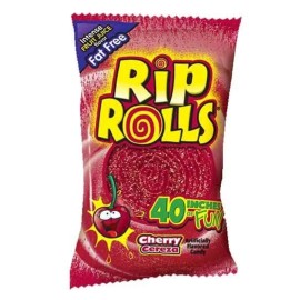 Rip Rolls Full Box 24x Packs Rip Rolls Cherry Fat Free Candy | 40 Inches of Fun | 1.4oz