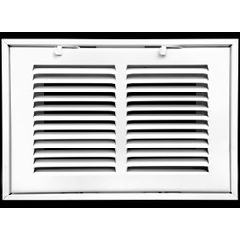 HVAC Premium 14" X 8 Steel Return Air Filter Grille for 1" Filter - Removable Frame - HVAC Duct Cover - Flat Stamped Face - White [Outer Dimensions: 16 5/8" X 10 5/8"]