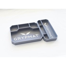 Grypmat Plus Grip Mat for Mechanics - Non-Slip Flexible Silicone Tool Tray - Tool Organizer for Tool Box - Magnetic-Free, Easy-to-Clean Tool Mat - DUO Small & Medium, Gray