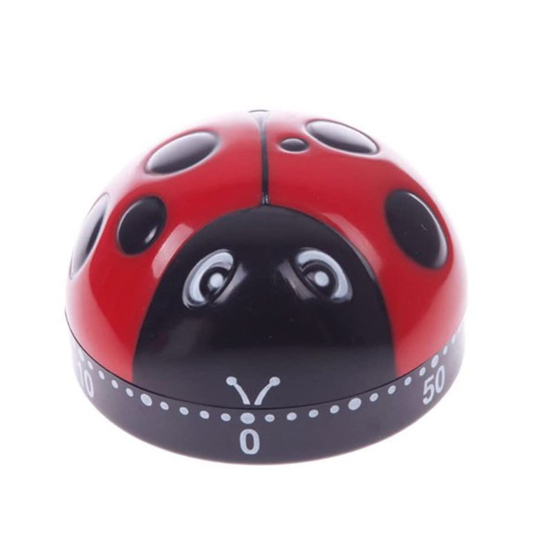 Ladybug Cooking Timer, Mechanical Clockwork 60-Minute Timer, Kitchen Alarm Clock,