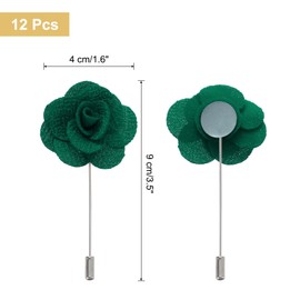 sourcing map 12pcs Dark Green Camellia Boutonnieres Flower Buttonholes Pocket Boutonnieres Pins for Wedding Ceremony Anniversary Prom Formal Dinner Party
