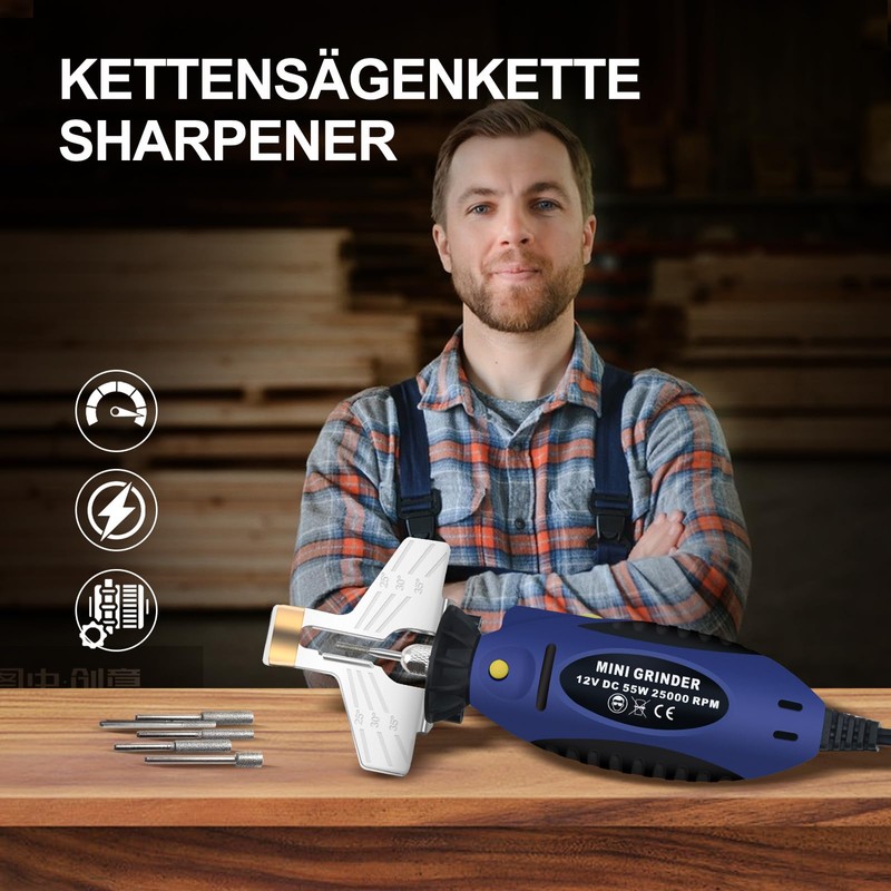 Electric Chainsaw Sharpener, Chainsaw Chain Sharpener 12 V, DC 55
