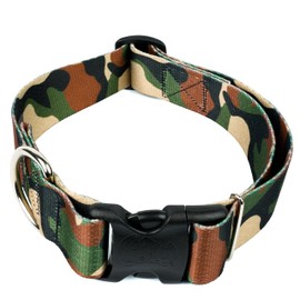 Country Brook Petz - HossFit Jr Wide Deluxe Dog Collar - Camouflage Collection Featuring Rugged Designs (Woodland Camo, Medium)