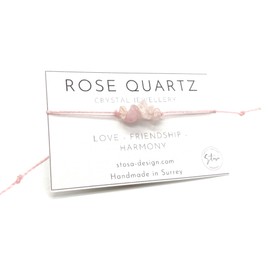 Stosa - Crystal String Bracelet, Crystal String Anklet, Crystal Friendship Bracelet - Handmade (Rose Quartz)