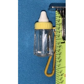 Vintage 80s Plastic Clip On Bell Bottle Charm ( Yellow )