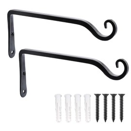 JunGG Plant Holder Hanging Basket Holder 25 cm Iron Hanging Plant Holder Wall Hook Hanging Basket Wall Plant Hook for Planters Bird House Lanterns Wind Chimes Wall Sconces, Pack of 2