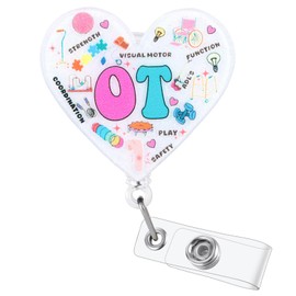 Funny OT Badge Reel | Retractable ID Card Occupational Therapist Badge Holder | Name Tag Medical Work Badge Clip for Occupational Therapy RN LPN CNA MA Nurse Doctor | Coworker Gifts | Acrylic