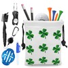 Aliennana Leather Golf Tee Pouch with Drawstring Closure, Lucky Clover