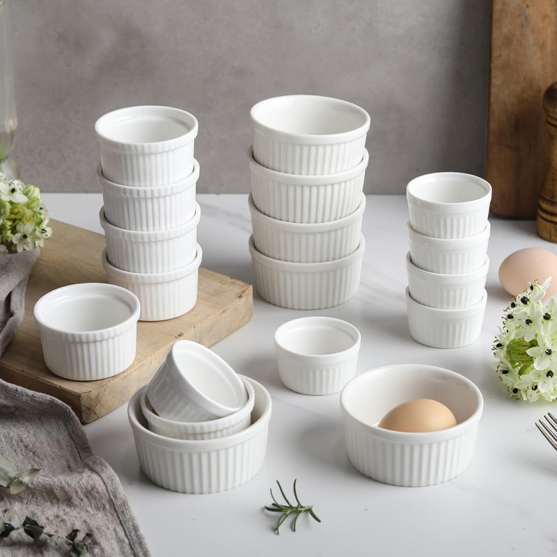 Feenmai Ramekins 8 Oz Oven Safe - Baking Bowls Set