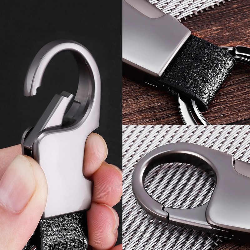Leather Car Keyring (with 2 Extra Rings) for Men and