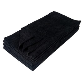 Eurow Microfiber Ultrasonic Cut Cleaning and Drying Towels, 300 GSM, 16 by 16 Inches, Black, 12-Pack