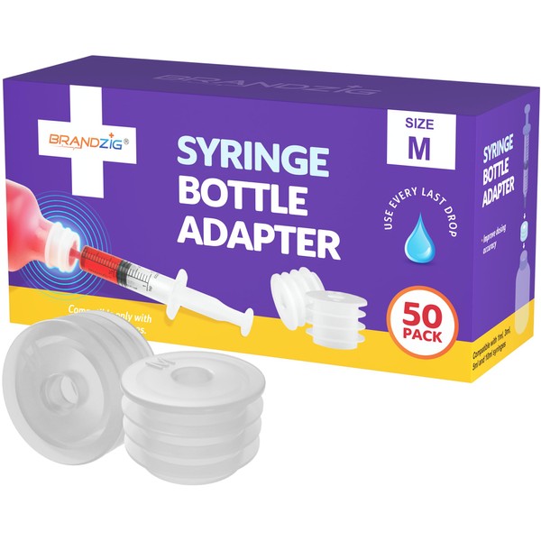 Medicine Bottle Syringe Adapter For Oral Dispensers (Size Medium, 50