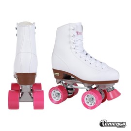 CHICAGO Skates Premium White Quad Roller Skates for Girls and Women Beginners Classic Adjustable High-Top Design for Indoor or Outdoor Skates and Roller Derby