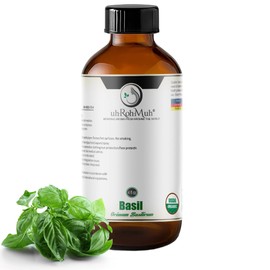 uh*Roh*Muh Organic Basil Essential Oil | USDA Certified Essential Oil for Diffusers Aromatherapy, Perfect for Massage, Hair Care, Skin Care, Culinary Delight and Making Perfumes 4oz