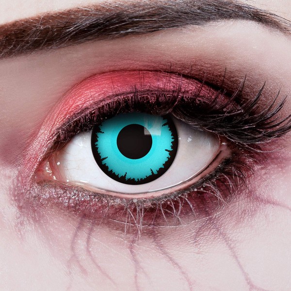 Coloured contact lens blood by Aricona, for themed parties and Halloween costumes