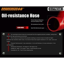 Autobahn88 Autobahn88 Automotive Silicone Hose Bend, Straight Coupler, ID=2.5" (64mm), Length 3 Feet (1 Meter), Wall Thickness= 0.16" (4mm), 3-Ply, Black