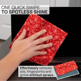 Quick Cloth Microfiber Glasses Cleaning Cloths – 8x8, Paisley Red, 1 Pack with Case | Double-Sided Lens Cleaner for Eyeglasses, Camera, Screens & Glass | Reusable Microfiber Glass Polishing Cloths