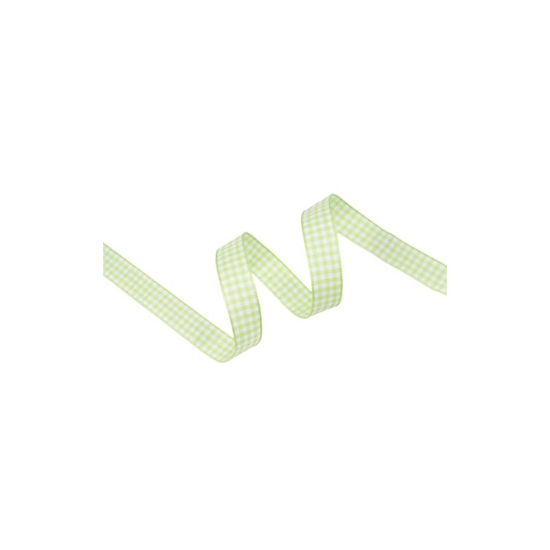 VATIN Apple Green and White Gingham Ribbon, Each Roll Measuring