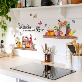 Runtoo Kitchen is The Heart of The Home Wall Decal Food Lettering Quotes Saying Wall Stickers Inspirational Kitchen Dining Room Restaurant Wall Decor