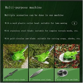 Knutat Weed Wacker,24V 2Ah Battery Powered Weed EaterString Trimmer with 2 Batteries and 3 Types Blades,Weed eaterLightweight and Powerful Weed Eater Battery poweredfor Yard and Garden(Green)