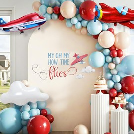 Time Flies 1St Birthday Decorations - My Oh My How Time Flies Decal Sign for Balloons Arch Backdrop, First Birthday Decorations for Boy, One Year Old Wall Decor, 1St Party Banner Supplies for Boy