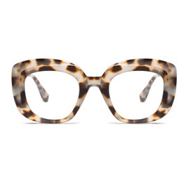 LJCZKA Blue Light Filter Glasses Women's Square Large Chunky Blue Light Glasses Women's Square Vintage for Computer TV Work Gaming, leopard