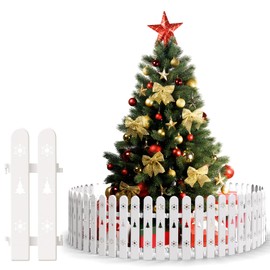 Christmas Tree Fence Barrier for Pets & Kids - 24Pcs White Picket Fence Gate Around Christmas Tree for Cats Small Dogs Baby Toddler Proof-Thick Plastic Christmas Tree Protector&Blocker