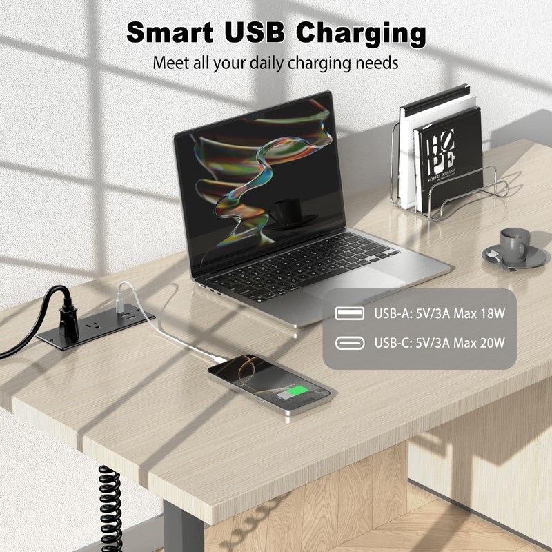 Furniture Drawer Outlet, IPX6 Recessed Power Strip Waterproof | with