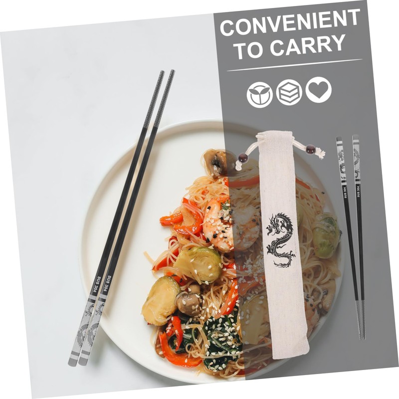 Gatuida 1 Set Stainless Design Chopsticks Set Reusable Non Slip