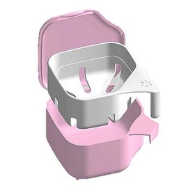 紀陽除虫菊 入れ歯洗浄ケース デントクリア ピンク 水切りカゴ付 K-7012 10.5×6.1×9.8cm 1 個