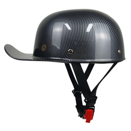QICHAO Baseball Motorcycle Helmet - Half Motorcycle Helmet, DOT Approved, Motorcycle Half Helmet for Chopper Moped Scooter Motorbike Electric-Carbon Fiber,M