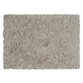 Linen Color Super Absorbent Floral Pattern Rugs for Bathroom 24 in. L X 17 in. W X 0.35 in. H Size Cotton Material Machine Washable Tufted Weave | All Season Pretty Tan Shade Slip-Resistant Durable