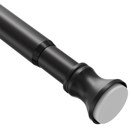 Amazer Spring Tension Shower Curtain Rod, 54-90 Inches Tension Curtain Rod Bathroom Rod, Adjustable Shower Curtain Rod No Drill, Black