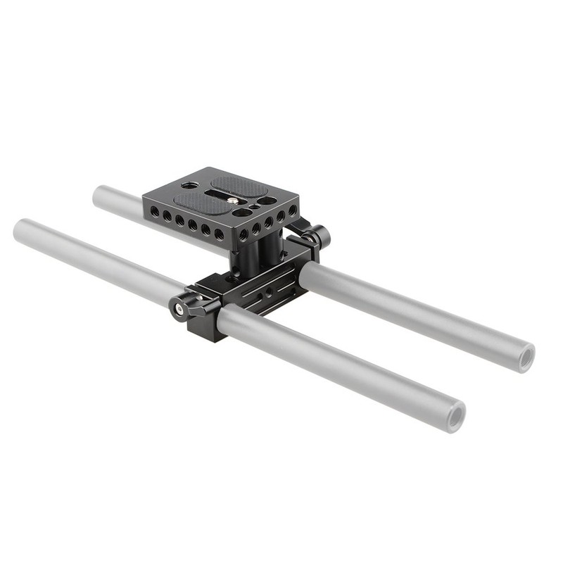 CAMVATE Rail Rod Support System DSLR Baseplate Mount + Rail
