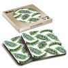 2 x Square Coasters - Tropical Green Fern Leaf Pattern