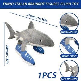 JazRvr Tralalero Tralala Shark Cuddly Toy, Funny Italian Brain Red Plush Toy, Soft Tung Tung Tung Sahur Shark, Ideal for Children and Collectors, 17 x 25 x 40 cm