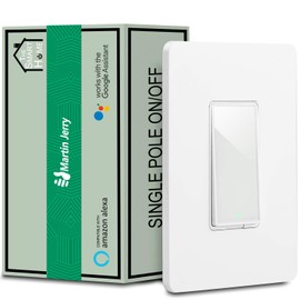 Smart Switch by Martin Jerry, Single Pole, Smart Home Devices That Work with Alexa, 2.4G WiFi, Need Neutral Wire, Not Dimmer